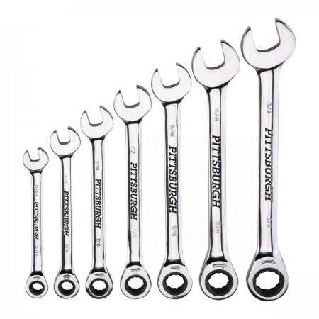 SAE Combination Ratcheting Wrench Set, 7 Pc.