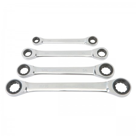 SAE Double Box End Ratcheting Wrench Set, 4 Pc.