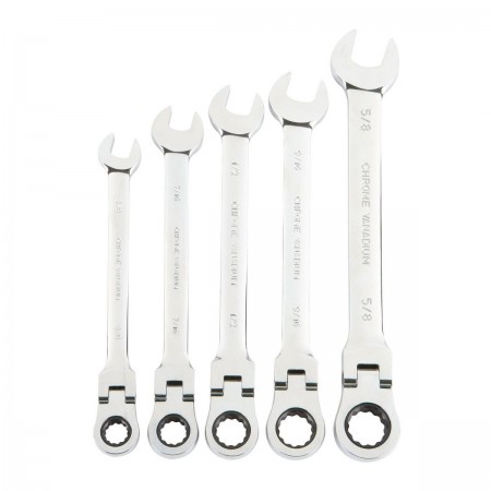 SAE Flex-Head Combination Ratcheting Wrench Set, 5 Pc.