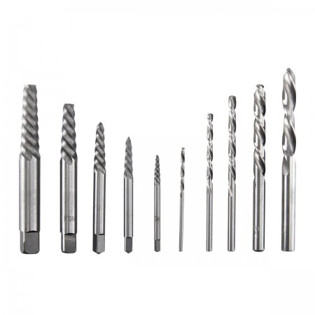 Screw Extractor and Left-Hand Drill Bit Combo Set, 10 Pc.