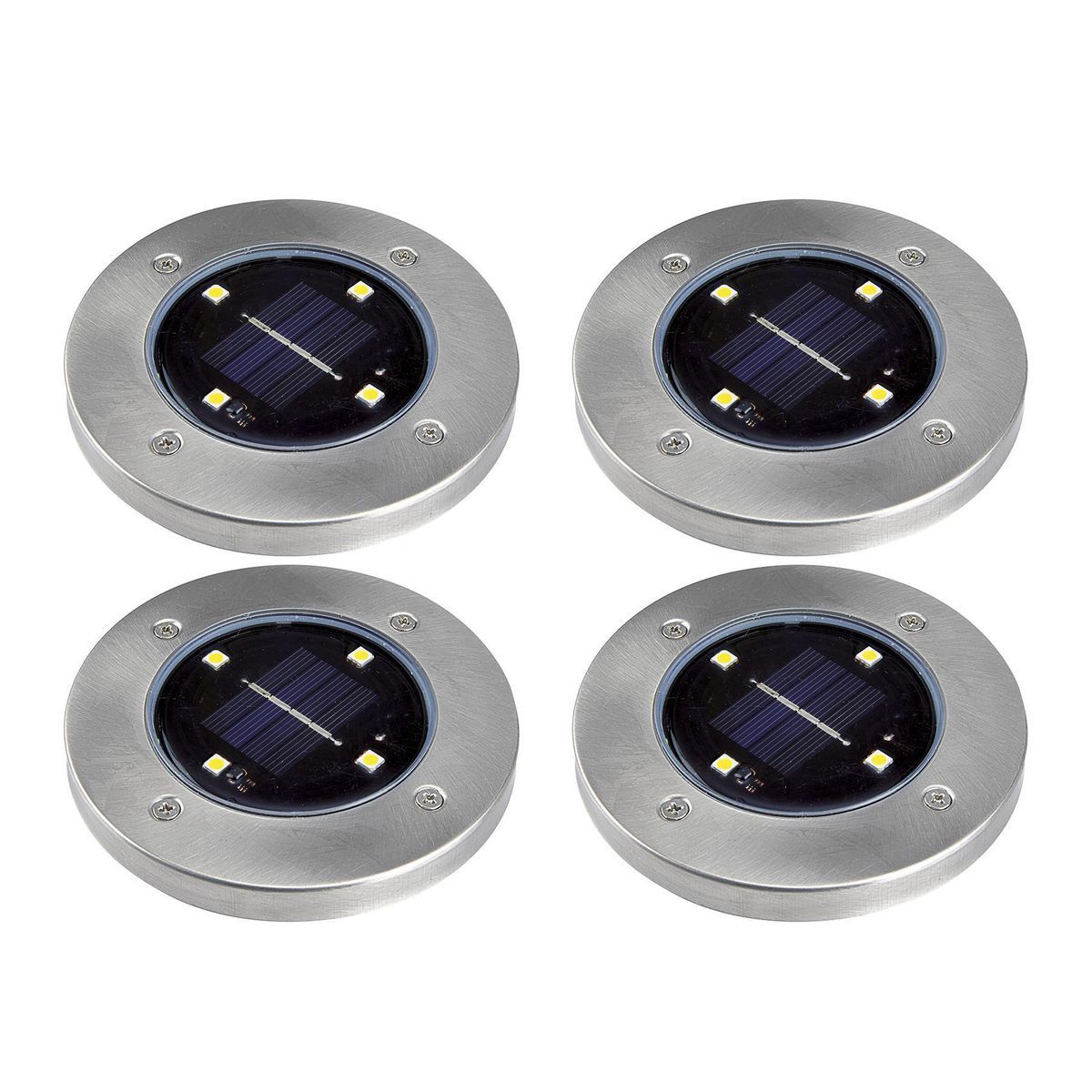 Solar LED In-Ground Disk Lights, 4-Pack