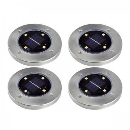 Solar LED Inground Disk Lights, 4 Pk.