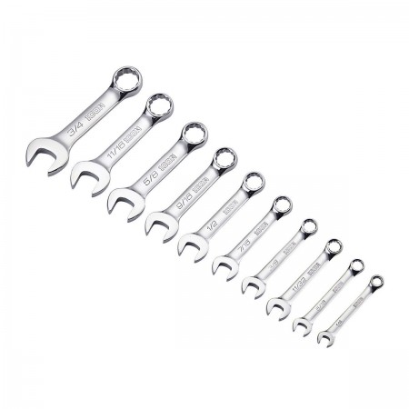 Stubby Professional SAE Combination Wrench Set, 10 Pc.