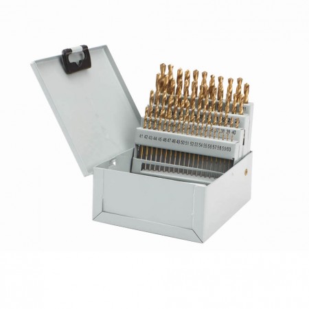 Titanium High Speed Steel Numbered Drill Bit Set, 60 Pc.